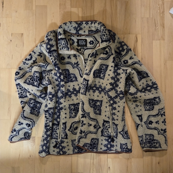 BDG Urban Outfitters damask sherpa zip up sweatshirt - Picture 2 of 10